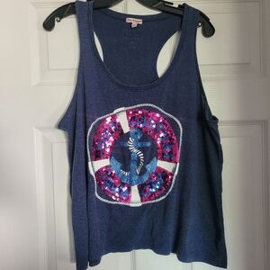 Juicy Couture XL Blue and Pink Sequin Tank Top